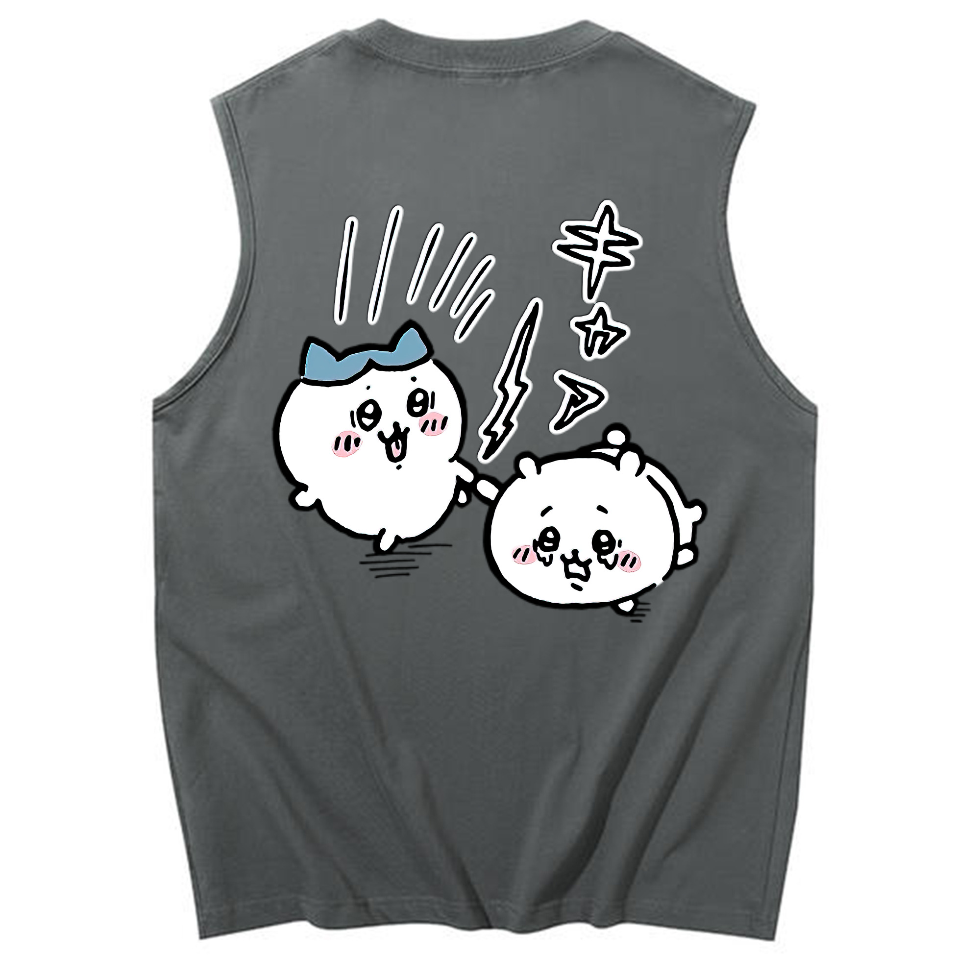 （画像用） ちいかわ ハチワレ Chii-kawa hachiware コットン100％タンクトップ（背面プリント）